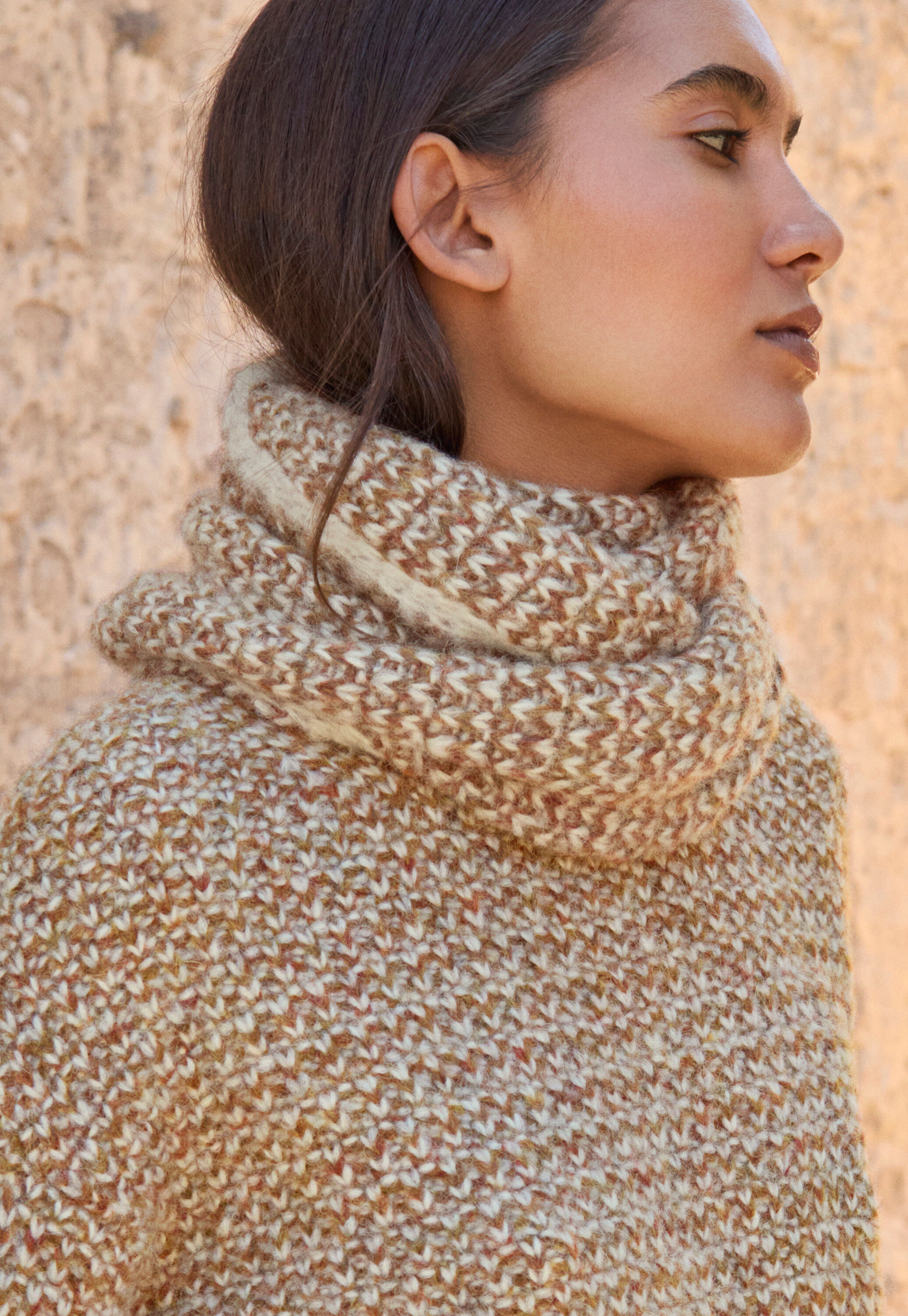 Gemusterter Strickpullover, Rost/Grau, large
