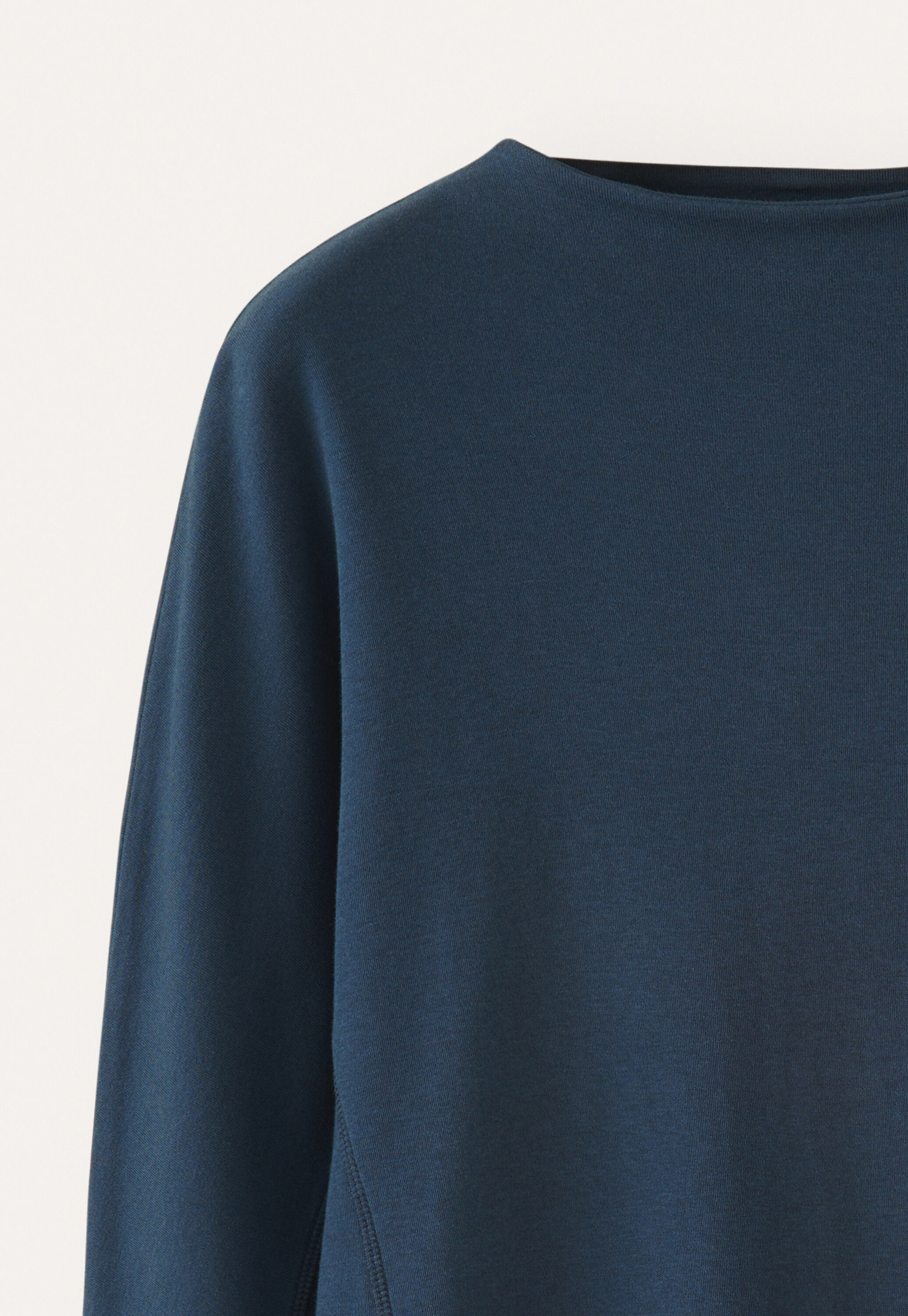 Jersey-Oberteil mit hohem Kragen, Dunkelblau, large