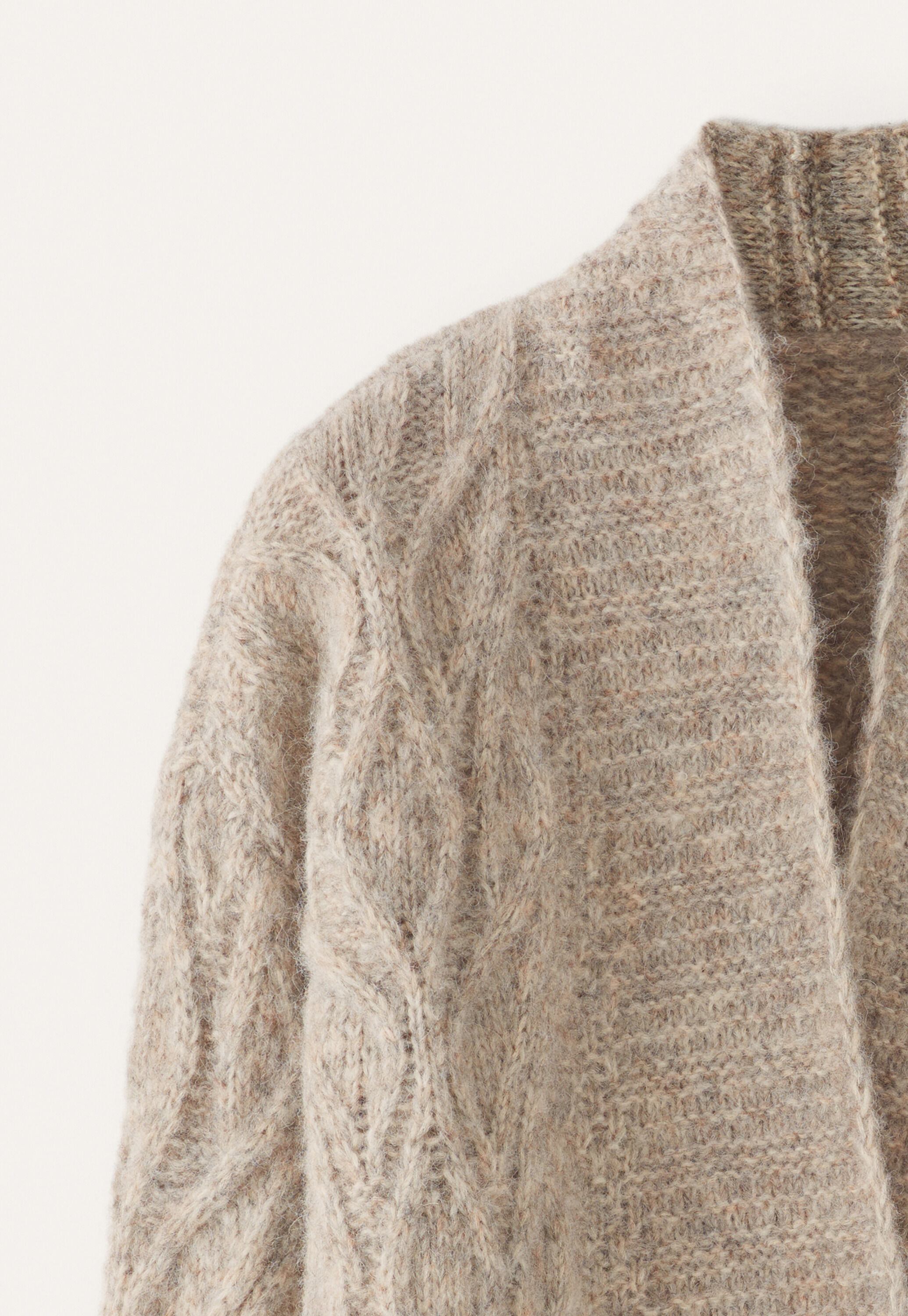 Zopfmuster-Cardigan, Rehbraun-Grau, large