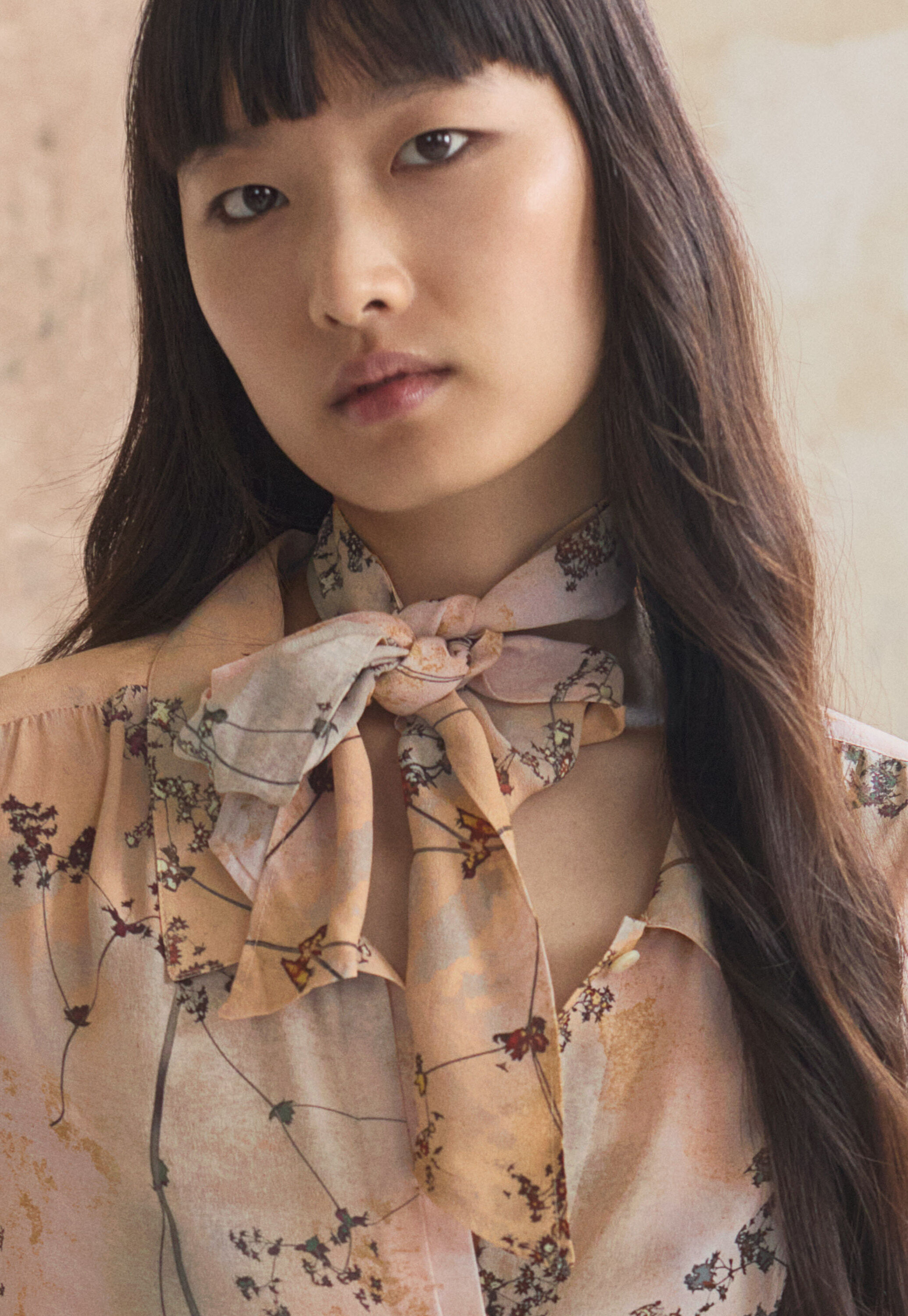 Schluppenbluse mit Print