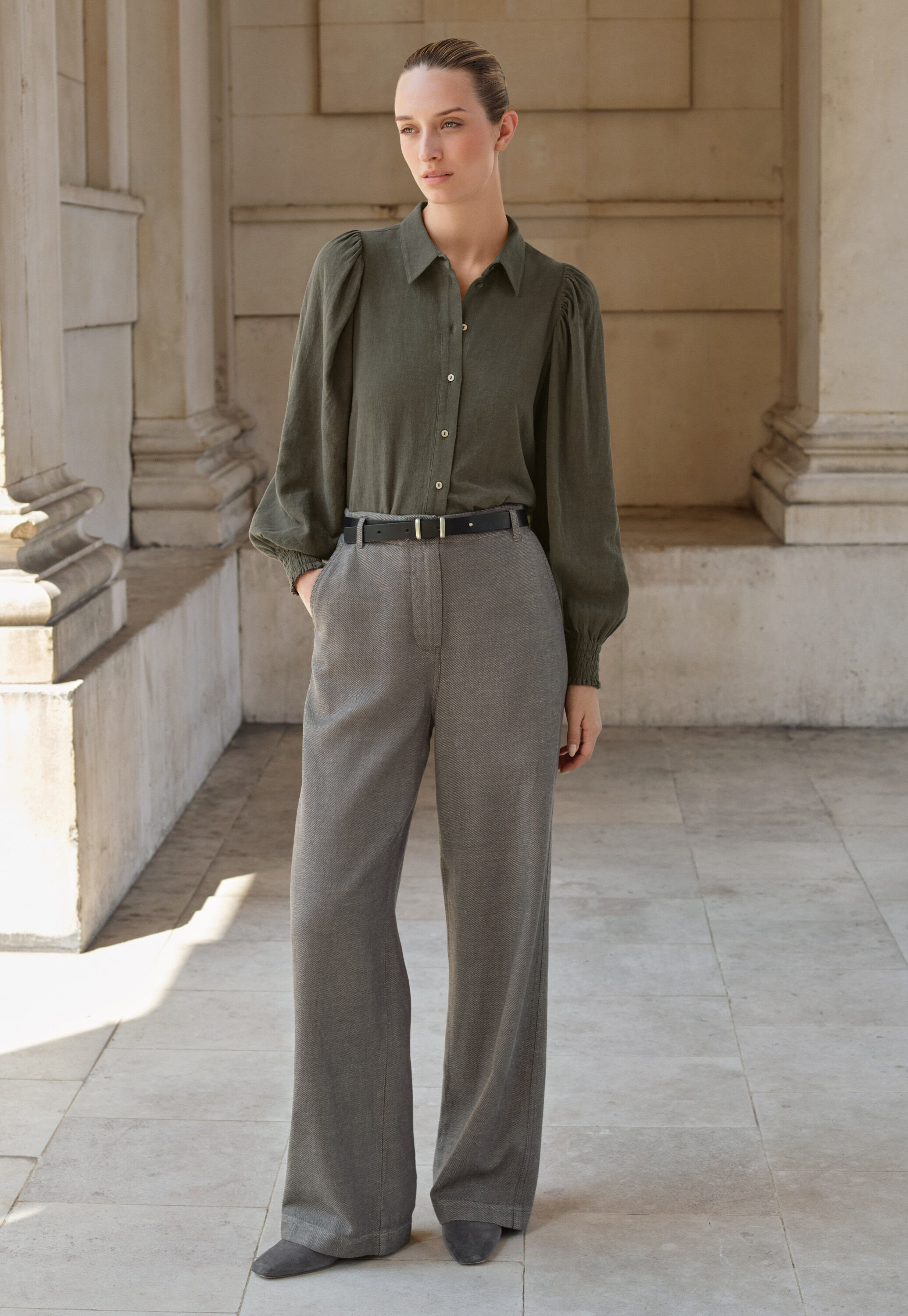Bluse mit gerafften &Auml;rmeln