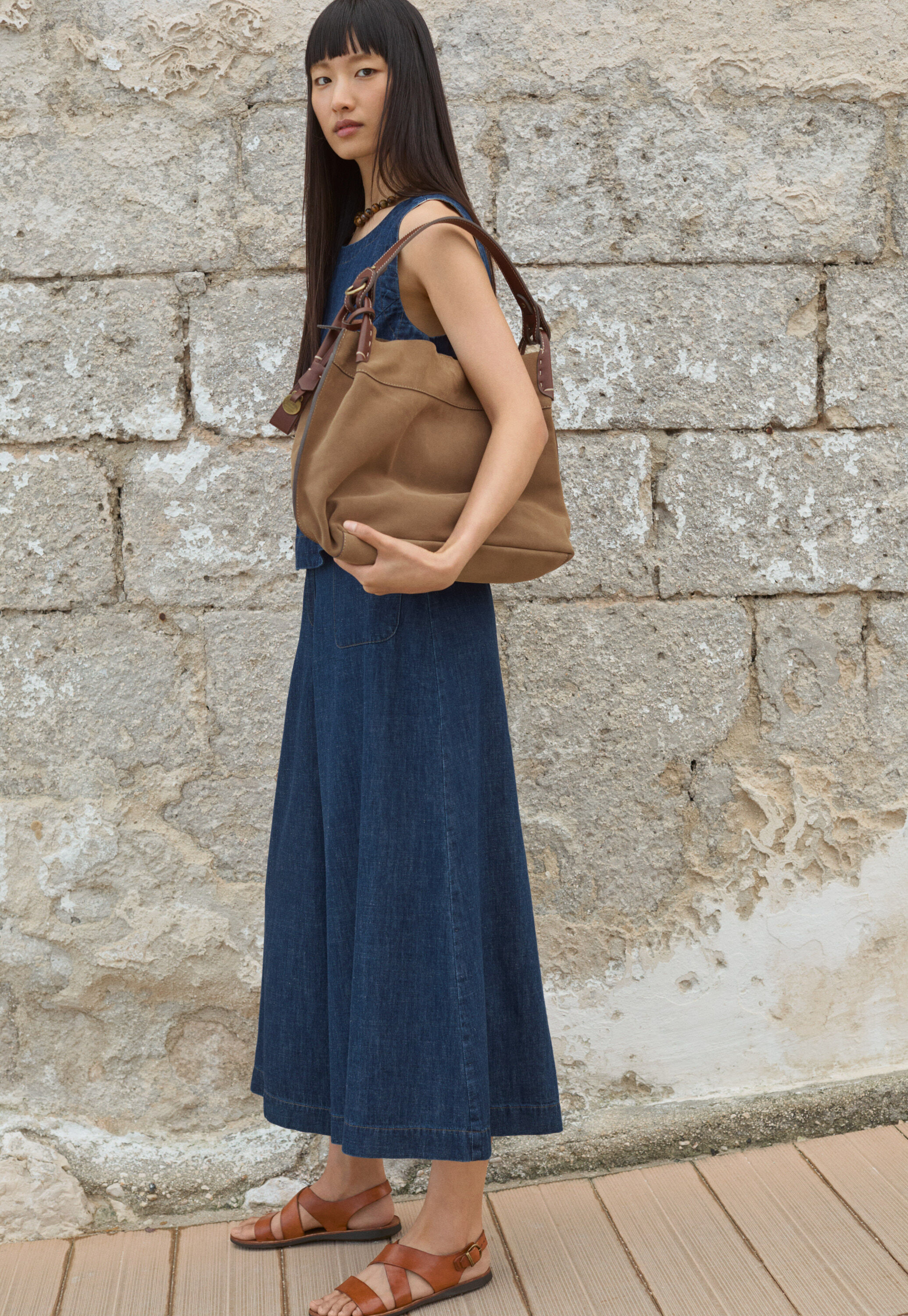 Indigo-gef&auml;rbte Culotte, Dunkles Denimblau, large