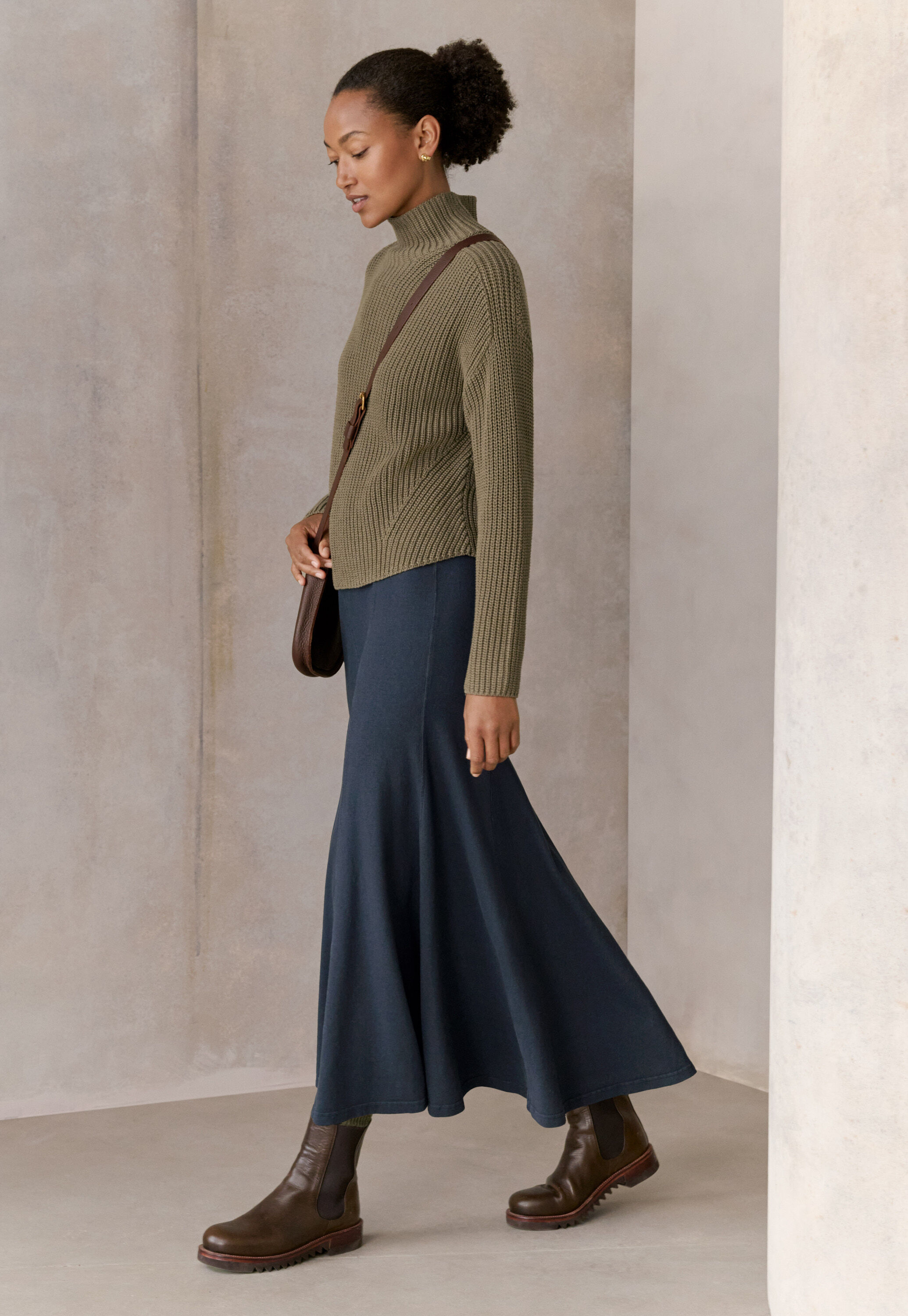 Pullover mit Trichterkragen, Khaki, large