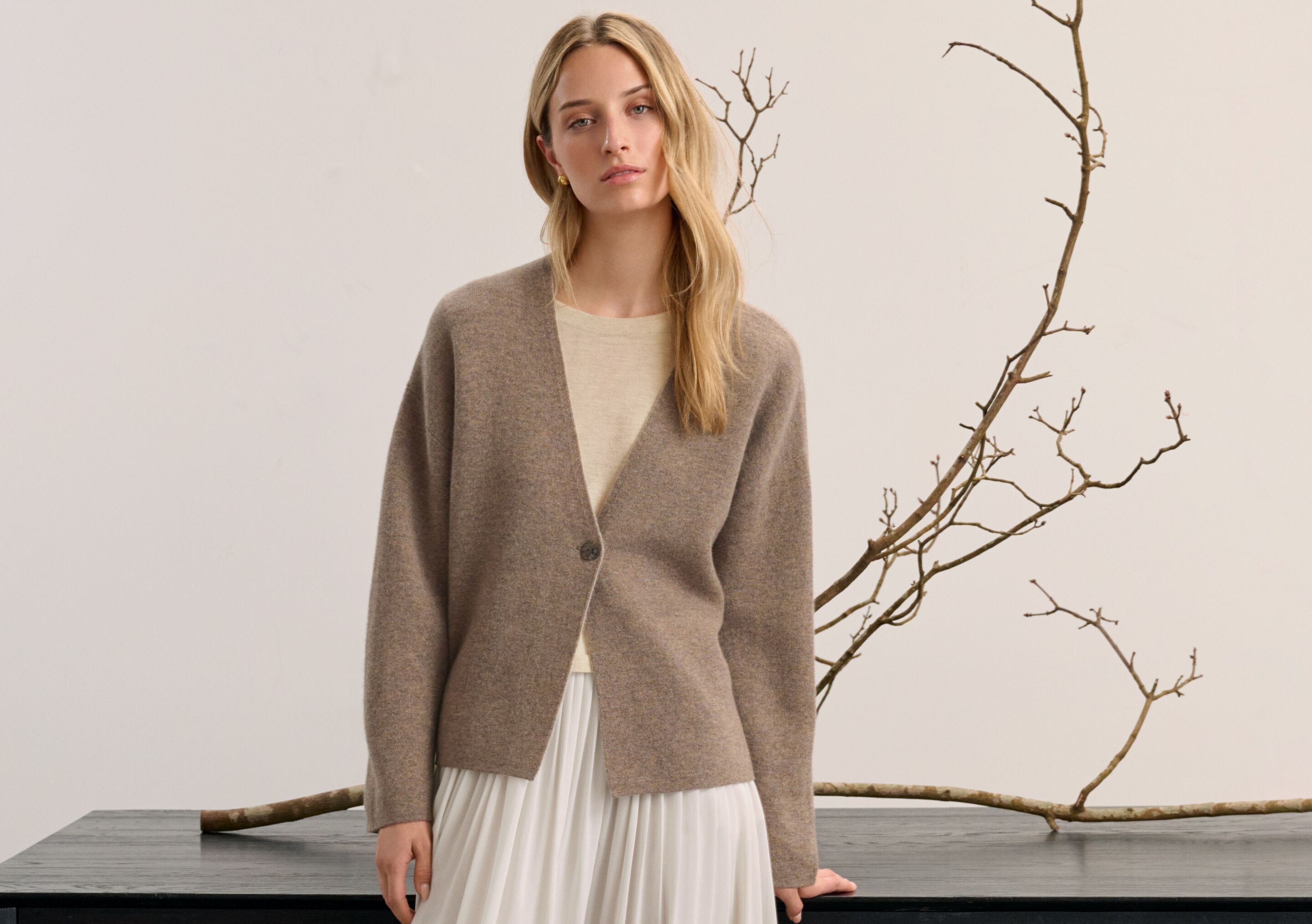 Zweifarbiger Doppelstrick-Cardigan