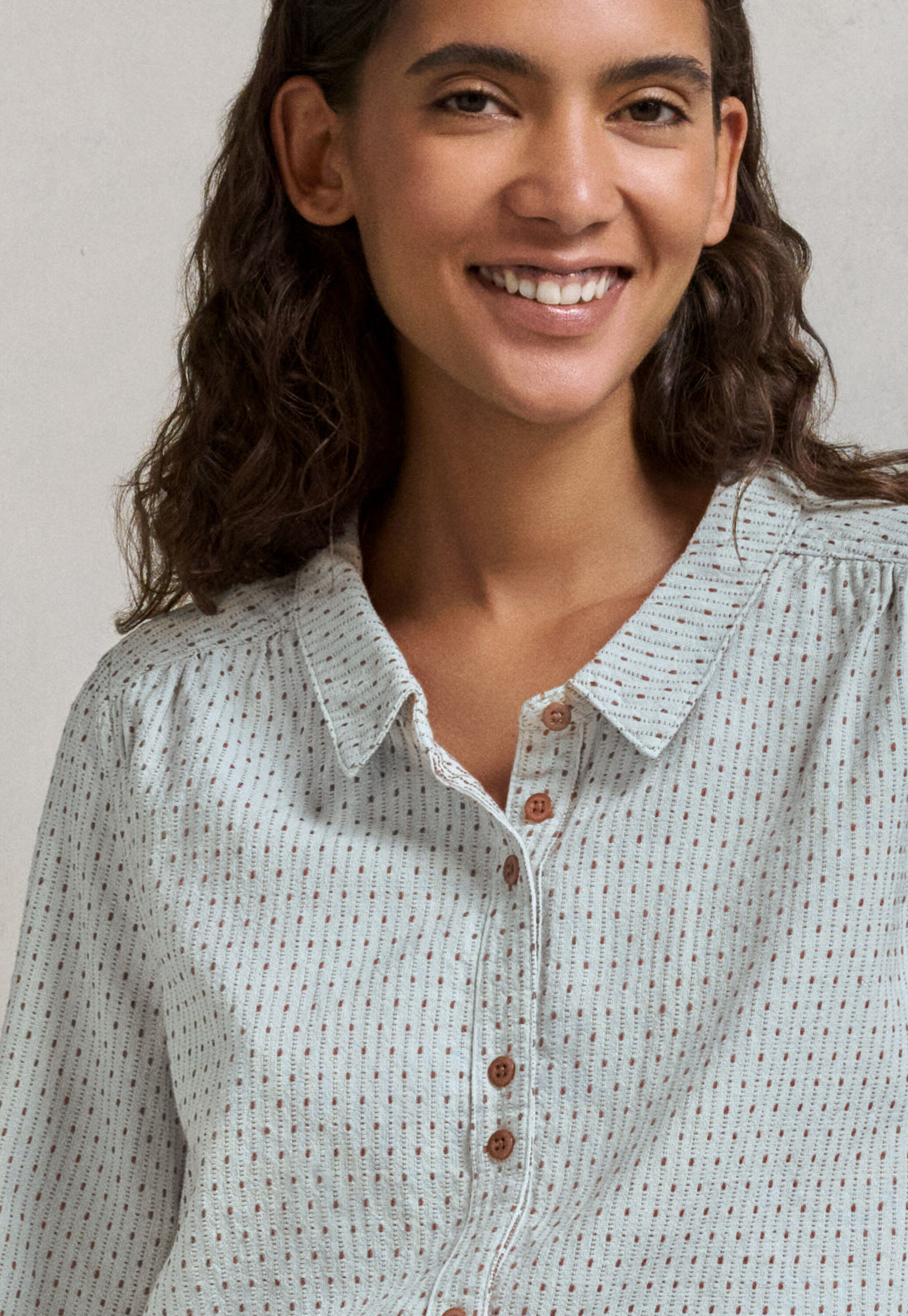 Bluse in Strichmuster-Webung