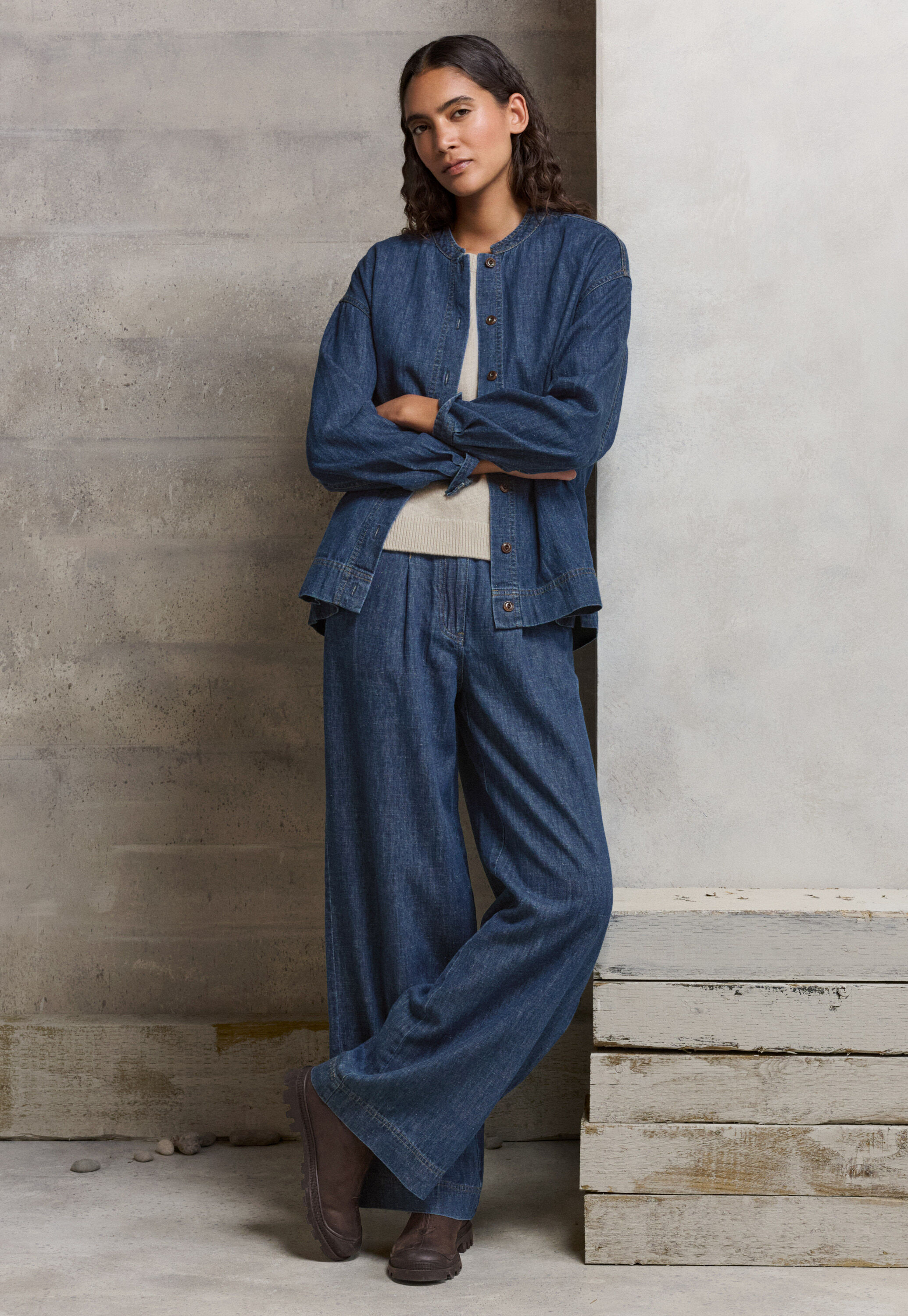 Indigo-Overshirt, Dunkles Denimblau, large
