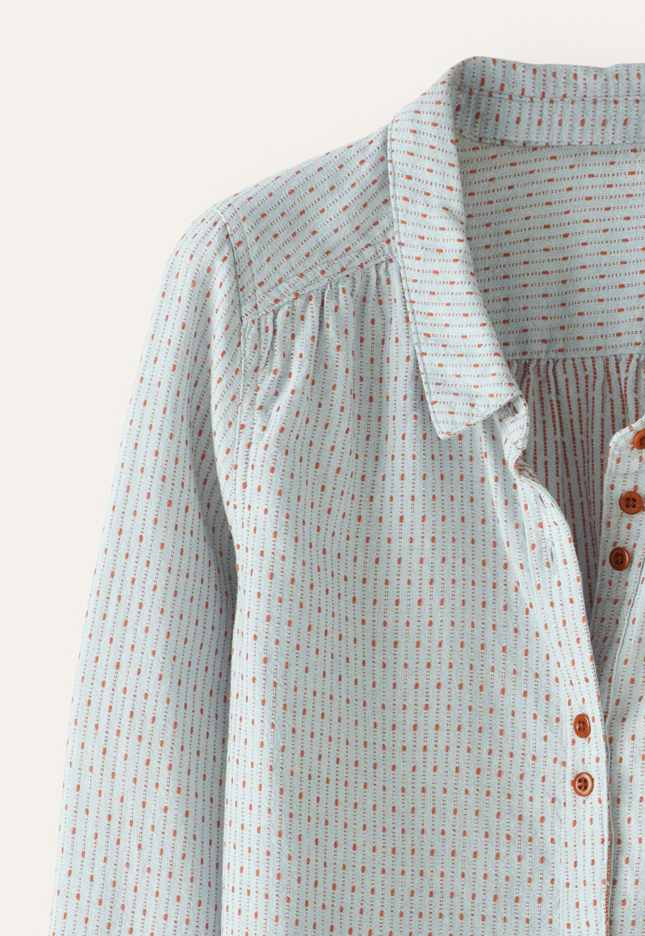 Bluse in Strichmuster-Webung