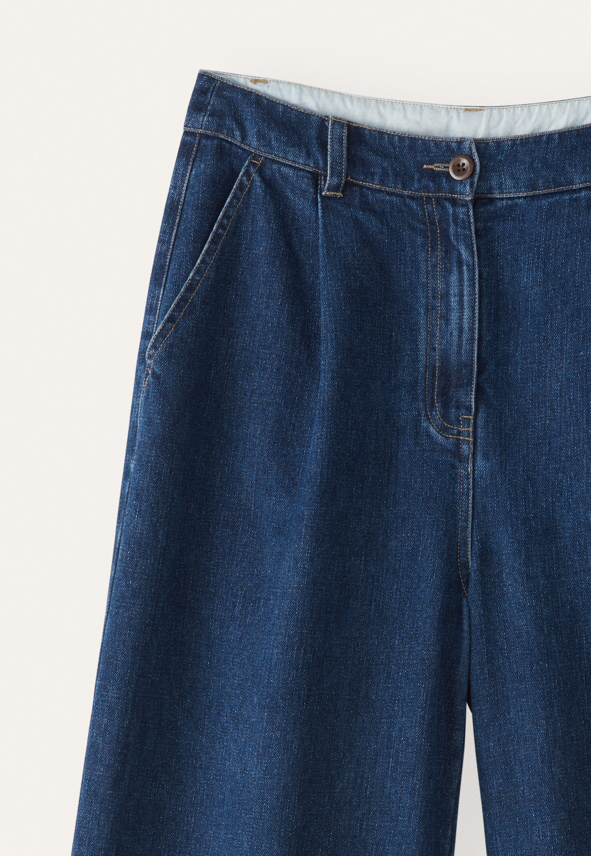 Barrel-Leg-Hose, Dunkles Denimblau, large