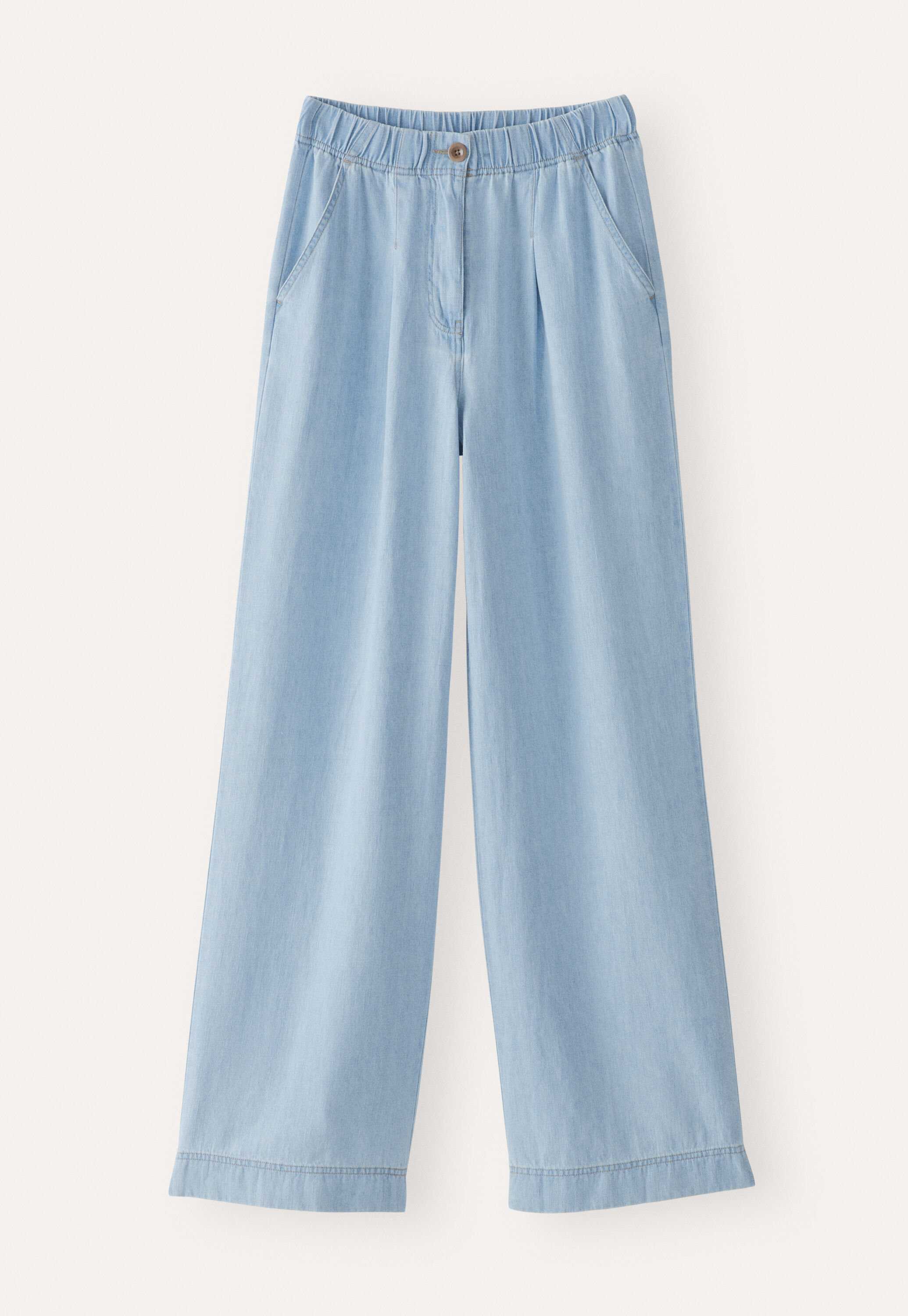 Indigo-gef&auml;rbte weite Hose, Blasses Denimblau, large