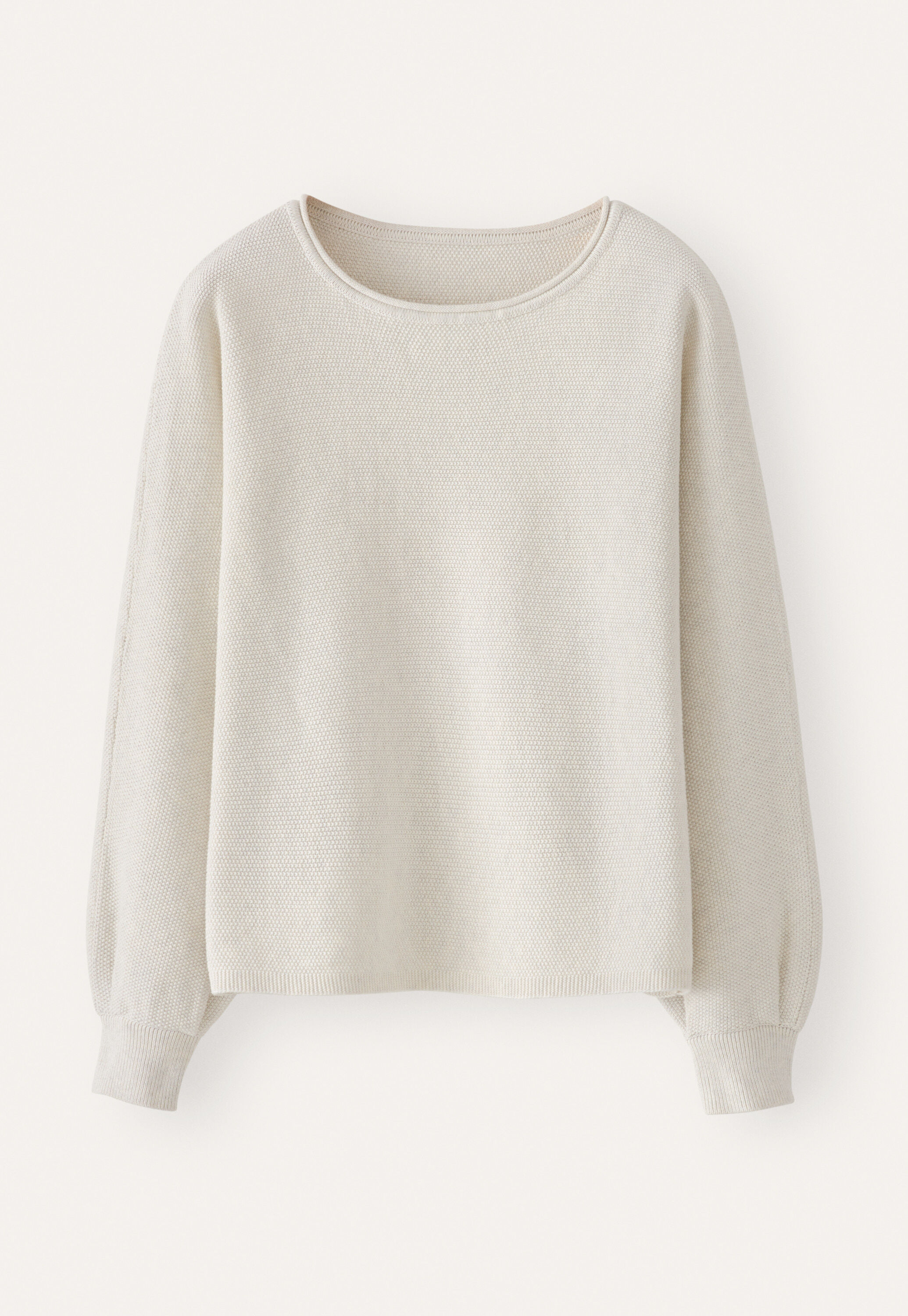 Perlmuster-Dolman-Pullover, Grau/Creme, large