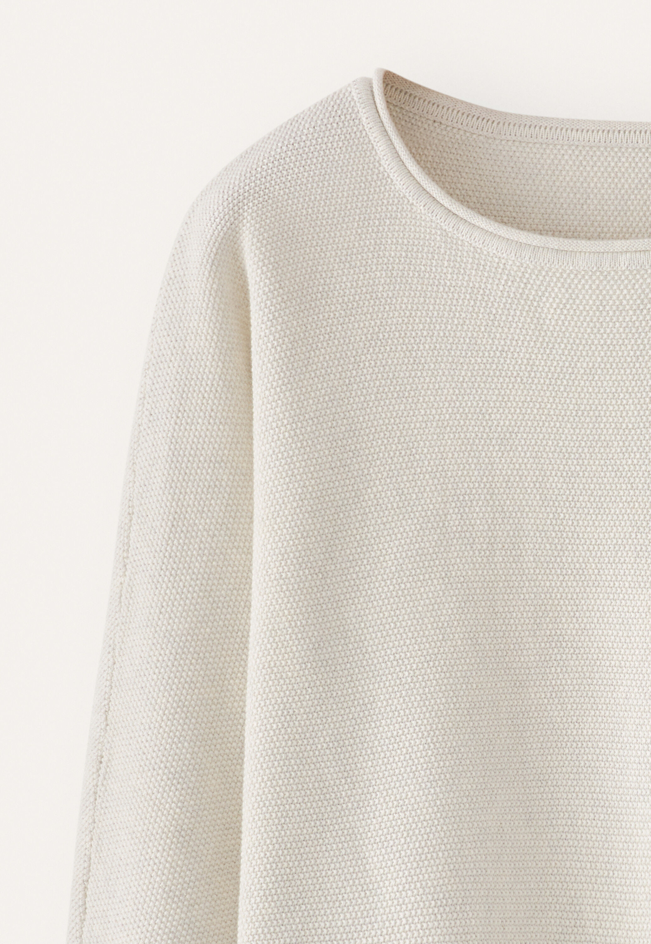 Perlmuster-Dolman-Pullover, Grau/Creme, large