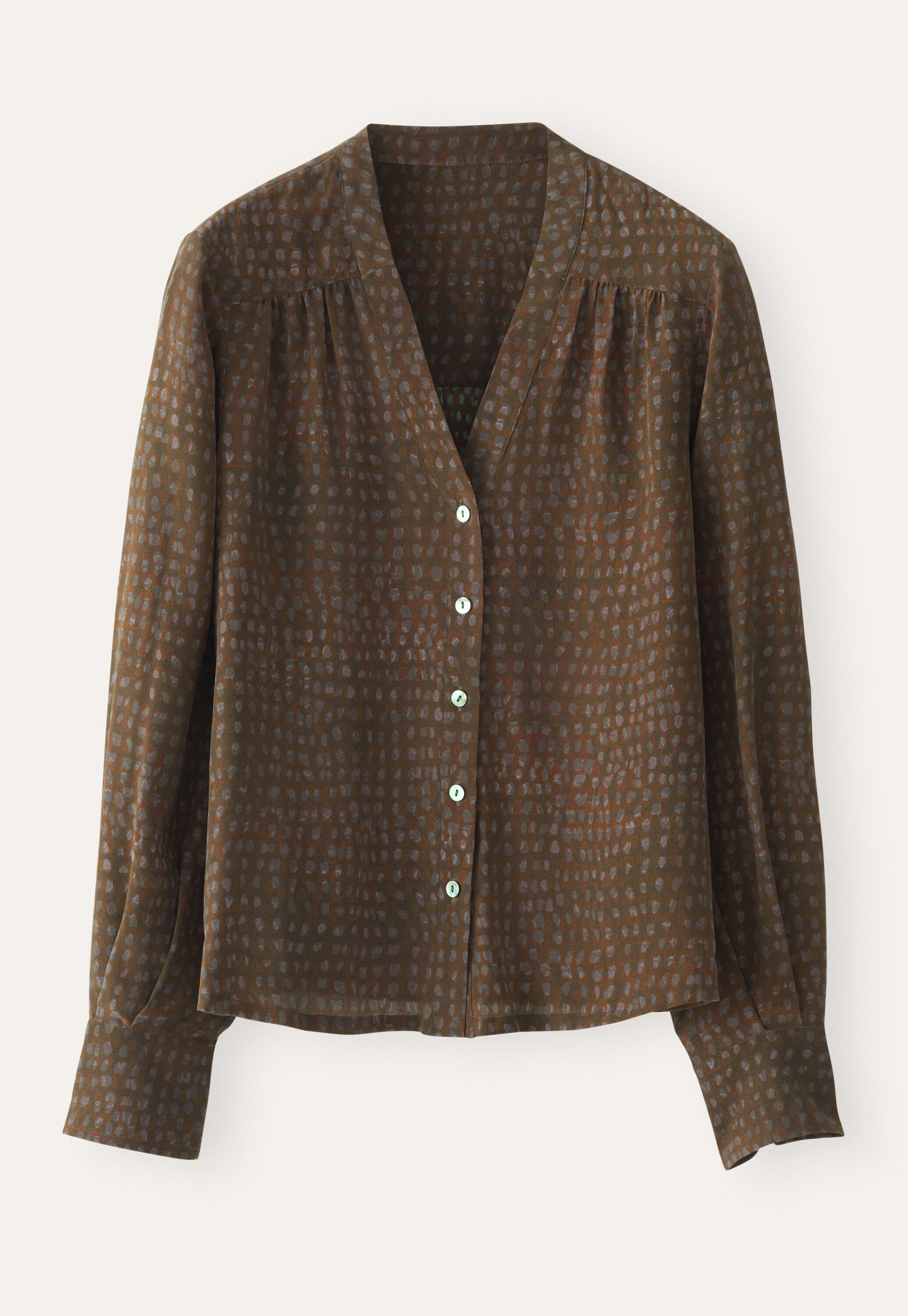 Bedruckte Bluse mit V-Ausschnitt