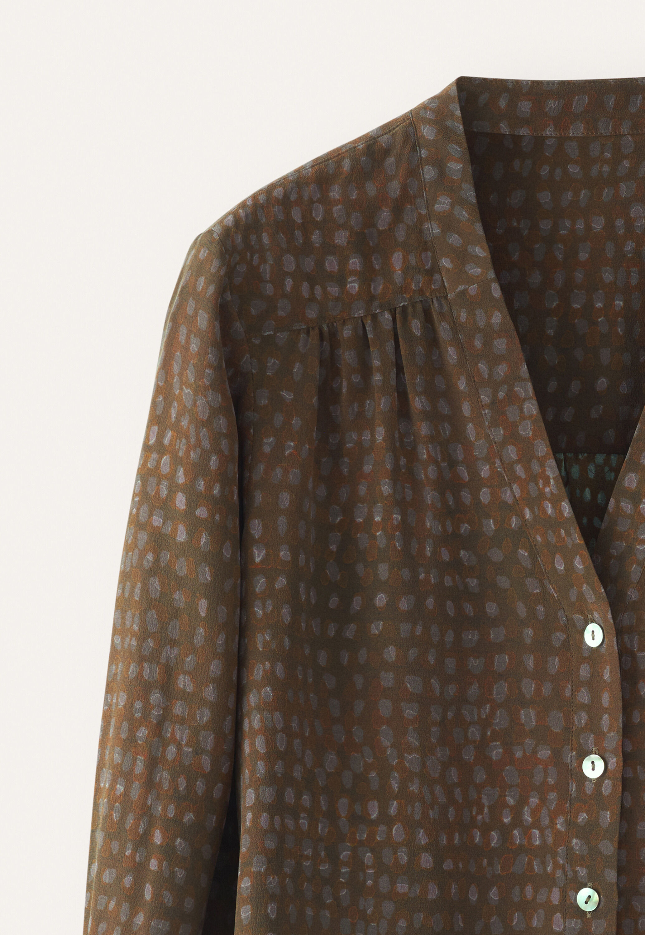 Bedruckte Bluse mit V-Ausschnitt