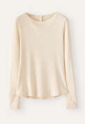 Lang&auml;rmeliges Ripp-Top, Creme, webstill