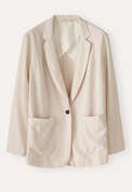 Blazer mit aufgesetzten Taschen, Blasses Naturbeige, webstill