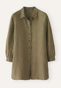 Bluse mit tiefen Seitenschlitzen, Dunkles Oliv, webstill