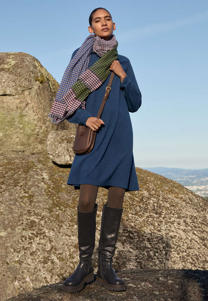 Kleid mit Knopfverschluss, Dunkles Indigo, completeTheLook