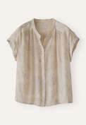 Bedruckte kastige Bluse, Blasses Taupe, webstill