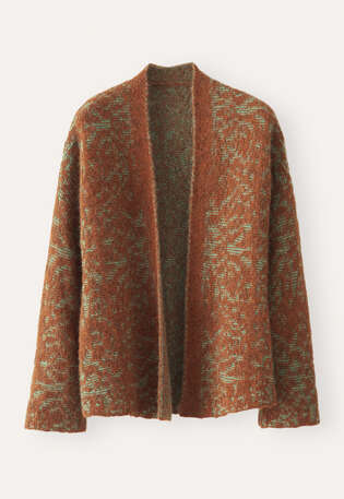 Kimono-Cardigan im Spitzenmuster, Chili/Aqua, webstill