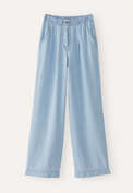 Indigo-gef&auml;rbte weite Hose, Blasses Denimblau, webstill
