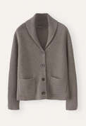 Cardigan mit Schalkragen, Dunkler Nebel, webstill