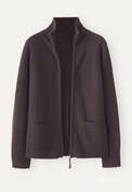 Jacke mit Frontrei&szlig;verschluss, Maronenbraun, webstill