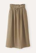 Rock mit Falten in der Taille, Warmes Khaki, webstill