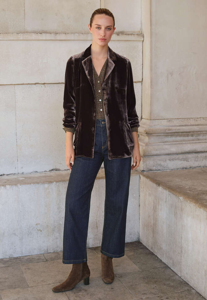 Lange Samtjacke, Dunkle Maulbeere, completeTheLook