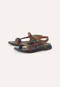 Sandalen mit Klettverschlussriemen, Karamell, webstill