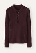 Gerippter Polo-Pullover, Brombeere, webstill
