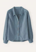 Bluse in Strichmuster-Webung, Blasses Denimblau, webstill