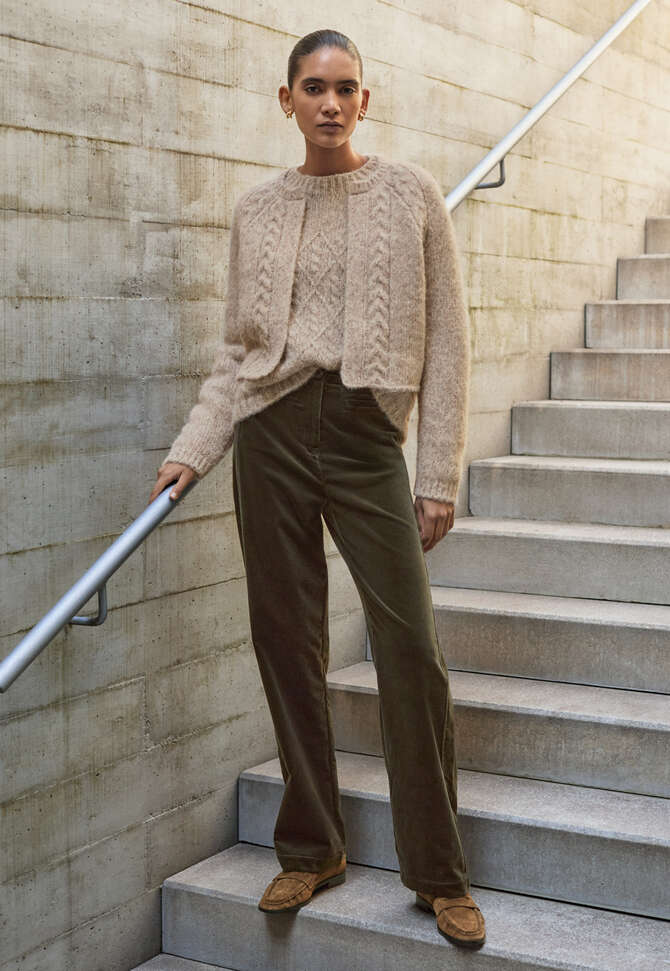 Hose mit geradem Bein, Dunkles Khaki, completeTheLook