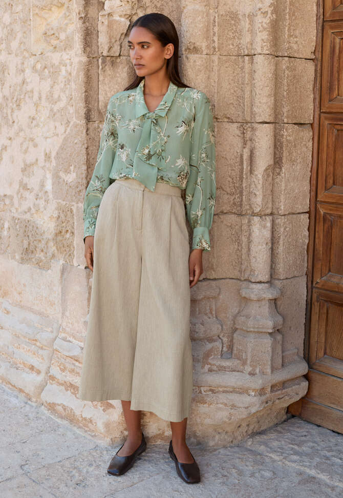 Schluppenbluse mit Print, Aqua, completeTheLook