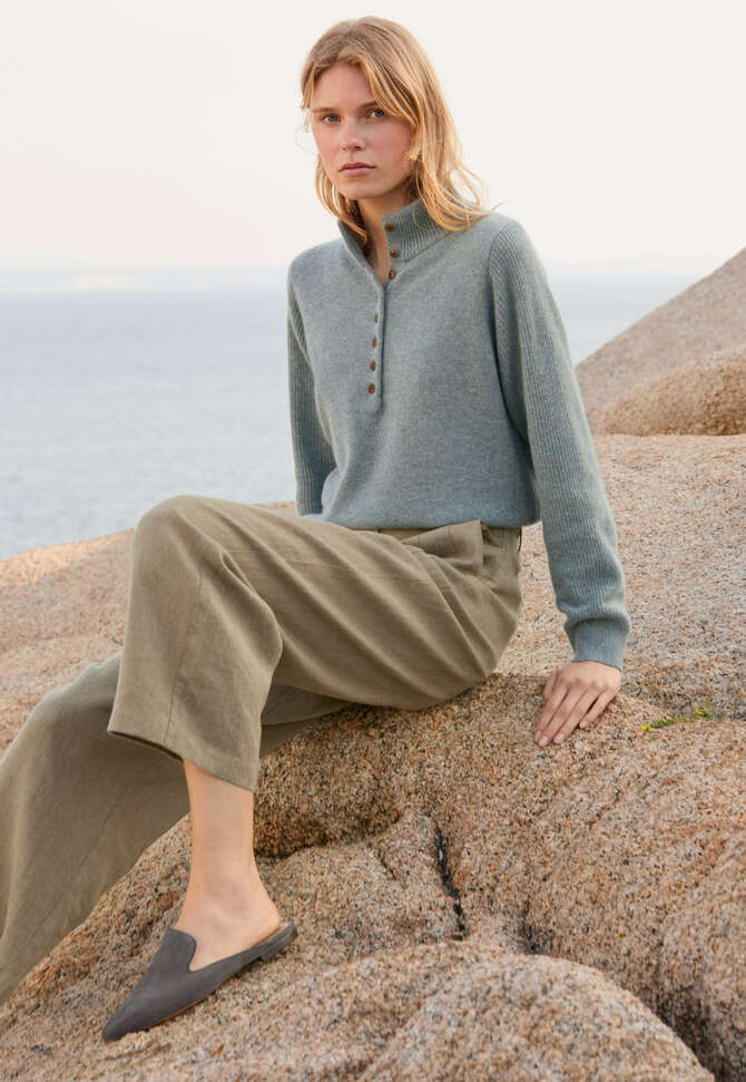 Pullover mit Kn&ouml;pfen, Lagune, completeTheLook