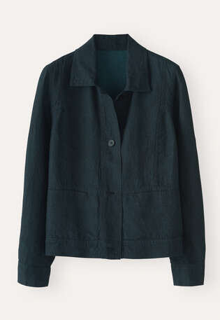 Kastige Jacke, Dunkles Petrol, webstill