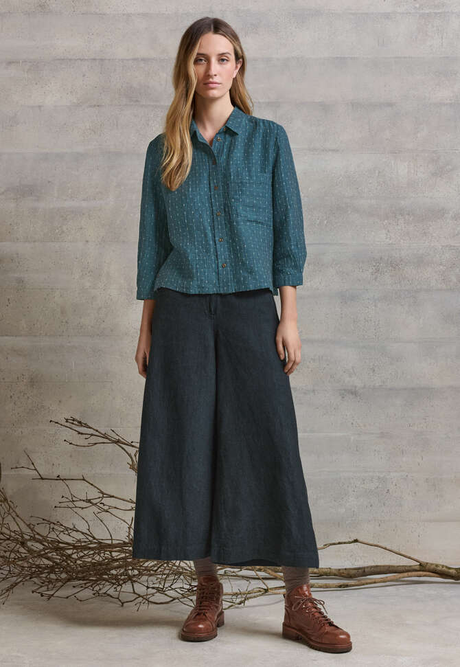 Bluse mit eingewebtem Kreuzmuster, Aquamarin, completeTheLook