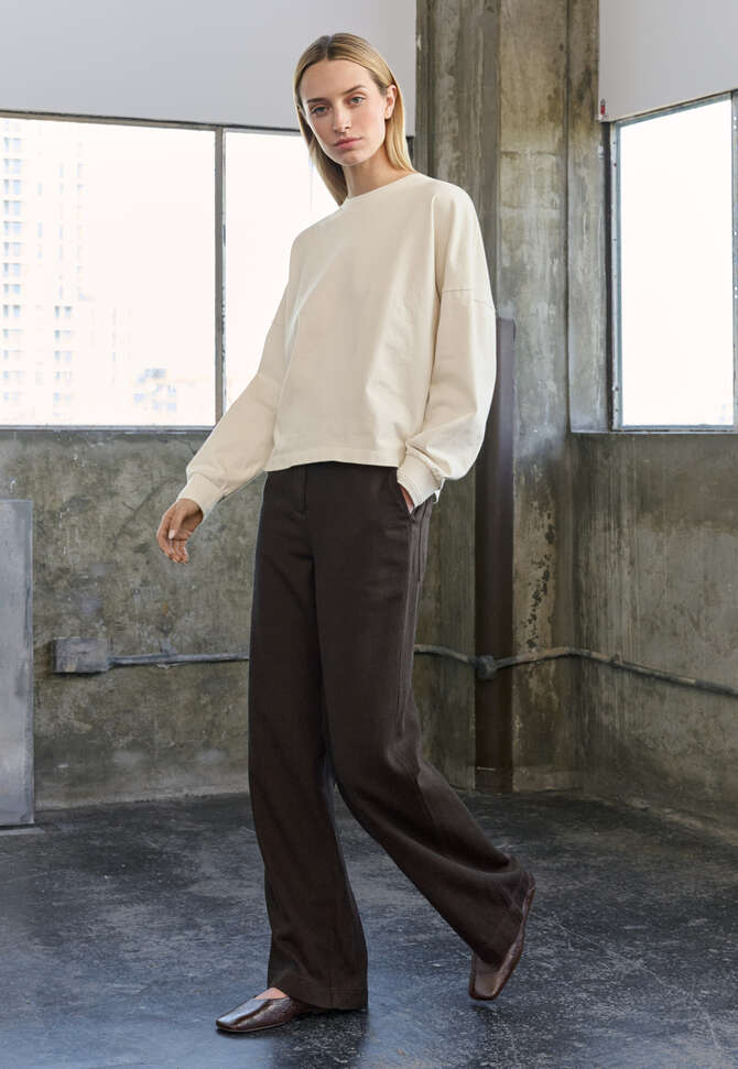 Sweatshirt aus pigmentgef&auml;rbtem Jersey, Pergament, completeTheLook