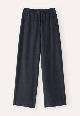 Hose mit weitem Bein, Dunkles Petrol, webstill