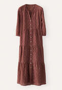 Kleid aus geklipptem Dobby-Gewebe, Dunkles Terrakotta, webstill