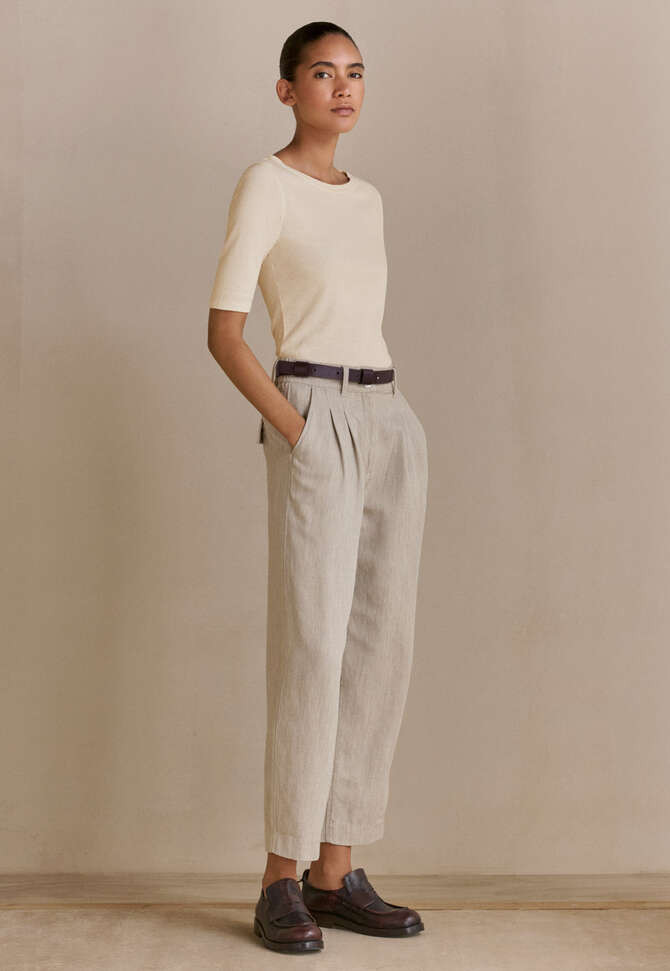 Geripptes Jersey-Oberteil, Creme, completeTheLook