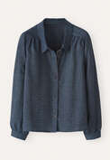 Bluse in Strichmuster-Webung, Zartes Indigo, webstill