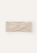 Stirnband mit Knoten, Ecru/Rehbraun, webstill