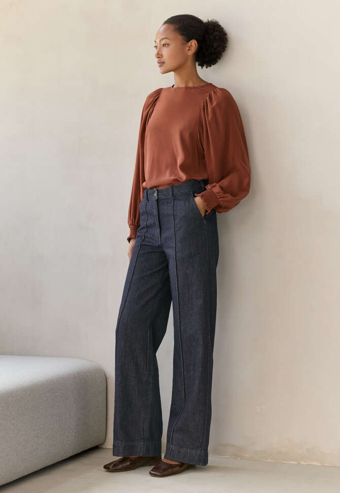 Bluse mit gerafften &Auml;rmeln, Rouge, completeTheLook