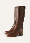 Stiefel mit Absatz, Dunkles Lohbraun, webstill