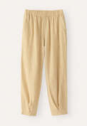 Schmal zulaufende Crinkle-Hose, Zartes Gelb, webstill