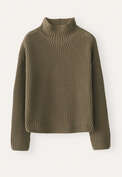 Pullover mit Trichterkragen, Khaki, webstill