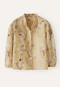 Print-Bluse mit Falten&auml;rmeln, Blasses Honiggelb, webstill