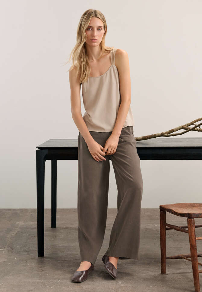 Camisole mit Chiffontr&auml;gern, Zartes Rehbraun, completeTheLook