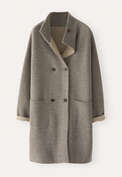 Coatigan mit Kragen, Taupe, webstill