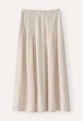 Langer Faltenrock, Blasses Naturbeige, webstill